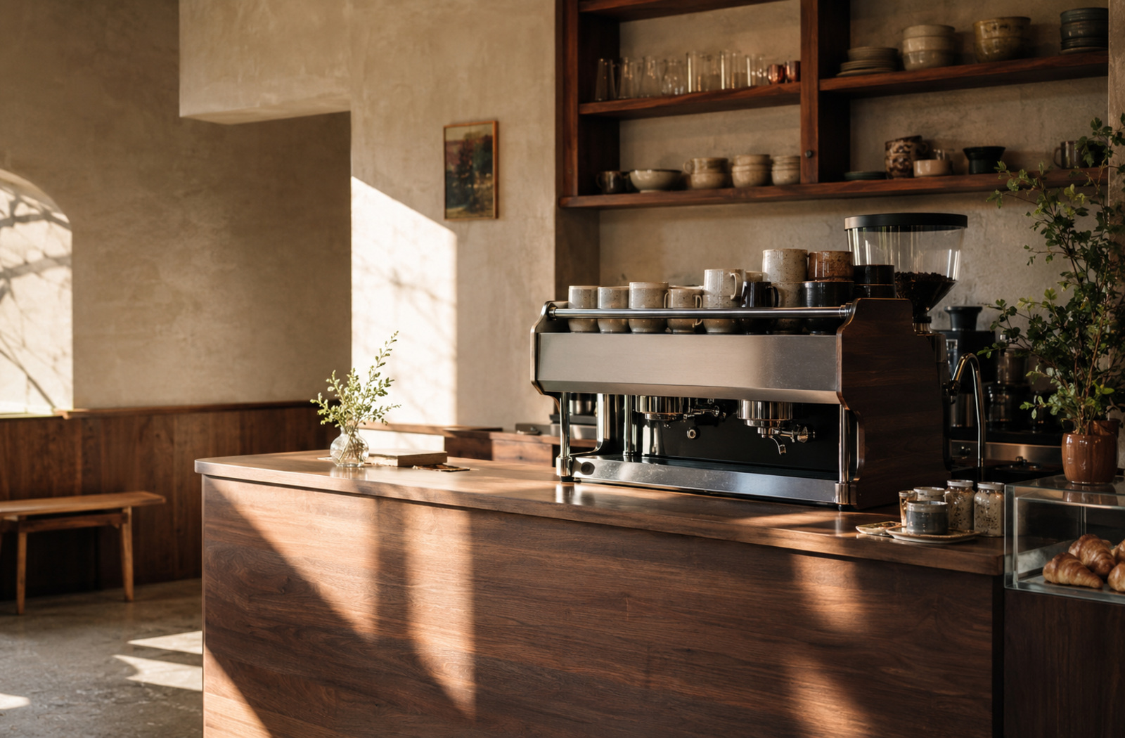 The counter in an independent café